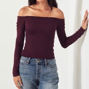 Hollister Smocked Off-The-Shoulder Crop Top